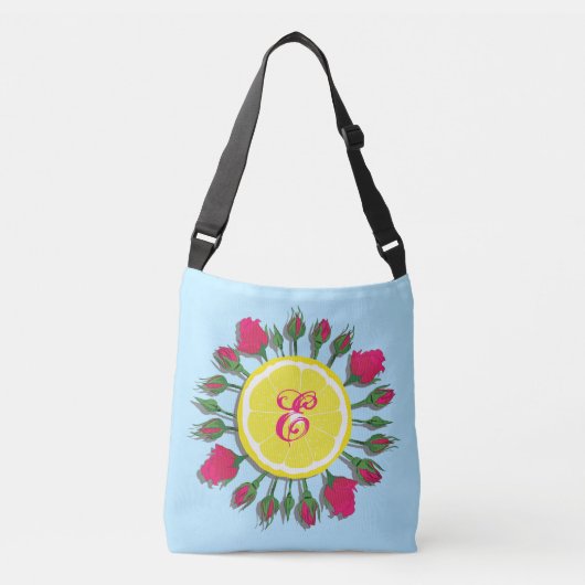 Sac Ajustable citron et roses customisés (Devant)