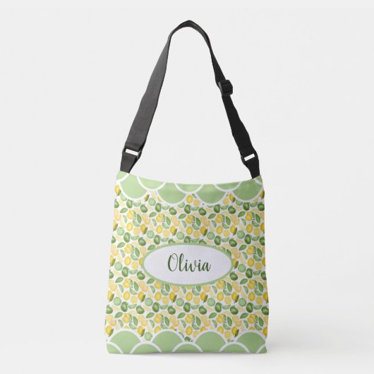 Sac Ajustable Citron Motif Aquarelle Nom Pétoncles verts (Devant)