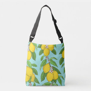 Sac Ajustable Citrons, Arrière - plan Bleu Vibrant sans couture.