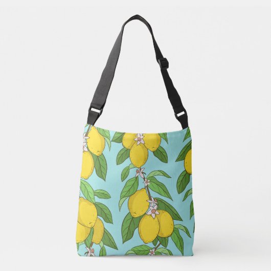 Sac Ajustable Citrons, Arrière - plan Bleu Vibrant sans couture. (Devant)