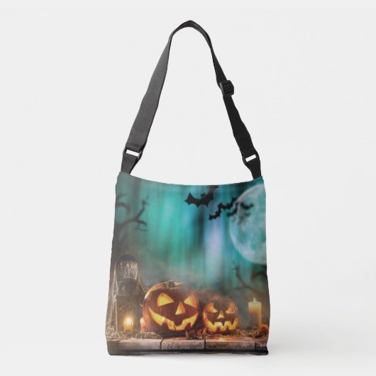 Sac Ajustable Citrouilles d'Halloween et chauves-souris (Devant)