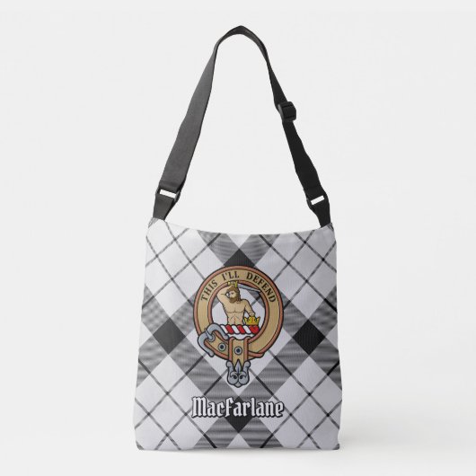 Sac Ajustable Clan MacFarlane Crest sur tarte noir et blanc (Devant)