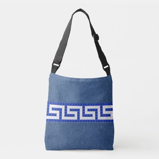 Sac Ajustable Clé grecque sur fausse denim (Devant)
