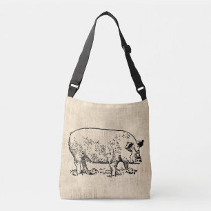 Sac Ajustable Cochon illustré avec Arrière - plan de script Vi