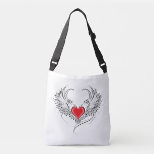 Sac Ajustable Cœur d'ange rouge avec des ailes