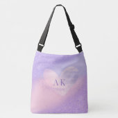 Sac Ajustable Cœur dégradé violet rose Monogramme (Devant)