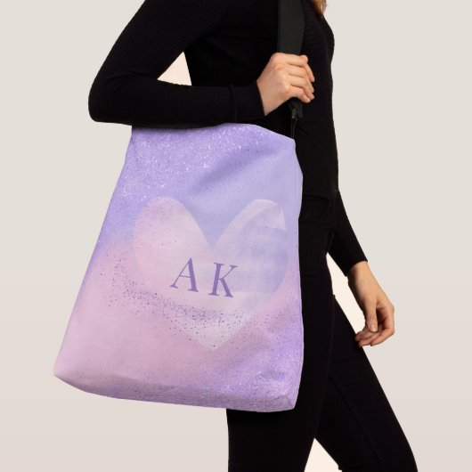 Sac Ajustable Cœur dégradé violet rose Monogramme (De près)