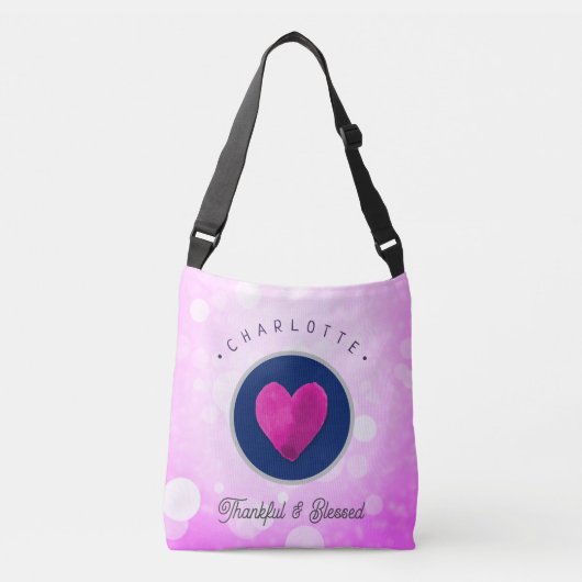 Sac Ajustable Coeur gentil et béni Ajouter votre nom rose (Devant)