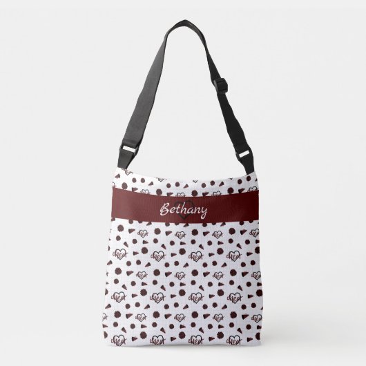 Sac Ajustable Coeurs Cheer Maroon, Pom Poms, Motif Mégaphone (Devant)