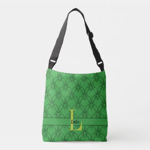 Sac Ajustable Coeurs verts Monogramme et nom personnalisé