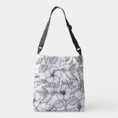 Sac Ajustable Colibris et fleurs d'hibiscus b&w (Dos)
