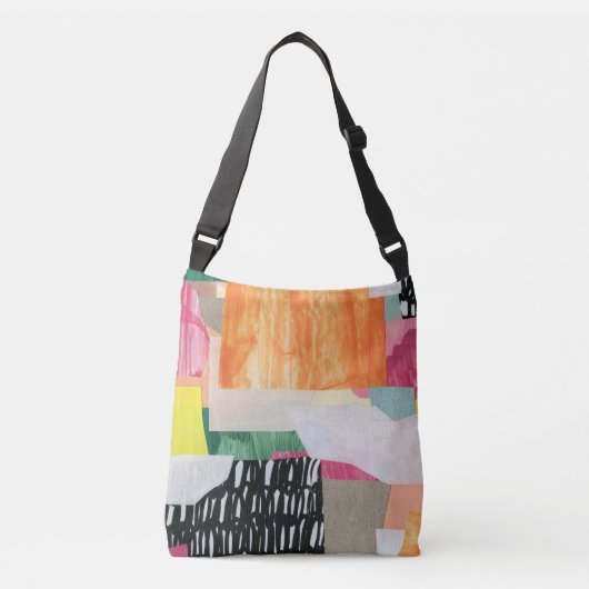 Sac Ajustable Collage art, moderne coloré abstrait. (Devant)