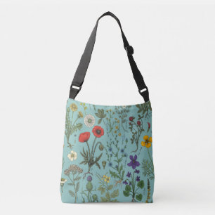 Sac Ajustable Collage de fleurs sauvages sur fond bleu