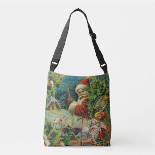 Sac Ajustable Collage de Noël victorien du Père Noël Antique