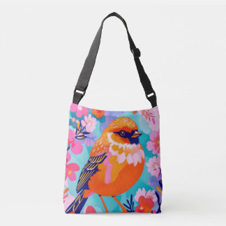 Sac Ajustable Colorful Bird Floral Crossbody Bag - Cute Nature S