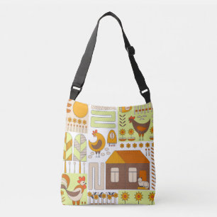 Sac Ajustable Coq, poules, dessin géométrique floral.