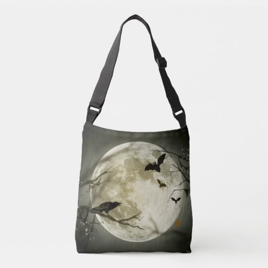 Sac Ajustable Corneilles Éffrayantes de la Lune d'Halloween (Devant)