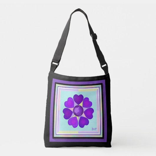 Sac Ajustable Couleurs pastel & coeurs violets battre (Devant)