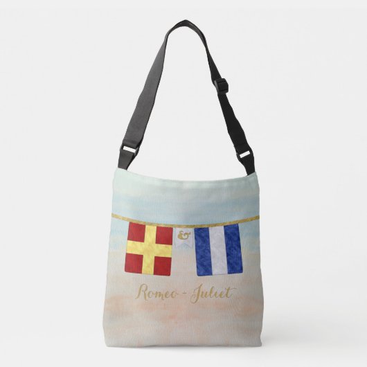 Sac Ajustable Couples Monogramme Signal Maritime Drapeaux Aquare (Devant)