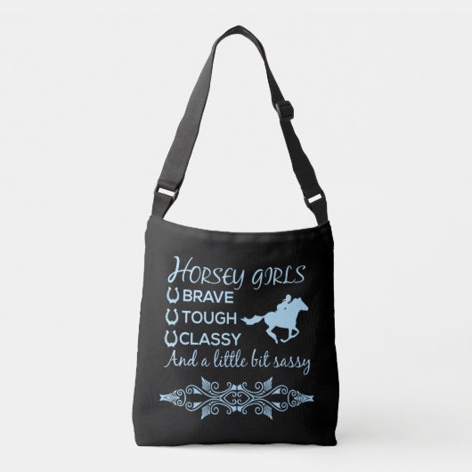 Sac Ajustable Courageuse fille de cheval robuste en bleu clair (Devant)