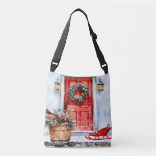 Sac Ajustable Couronne de Noël rouge rustique vintage pour porte