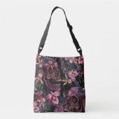 Sac Ajustable Crâne brodé : Motif gothique de l'orchidée (Dos)