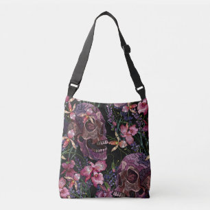 Sac Ajustable Crâne brodé : Motif gothique de l'orchidée