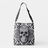 Sac Ajustable Crâne de dentelle souriante noir et blanc (Dos)