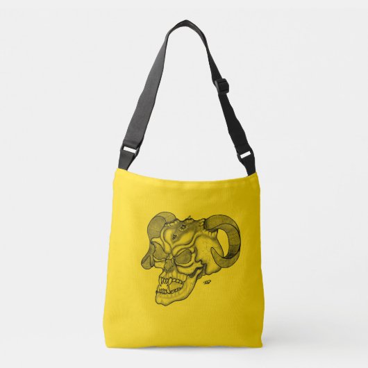 Sac Ajustable Crâne Diable Tête Noir et Jaune (Devant)