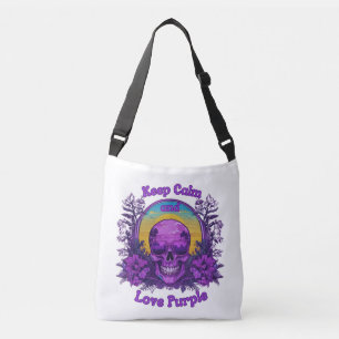 Sac Ajustable crâne pourpre : Gardez calme et aimez le violet