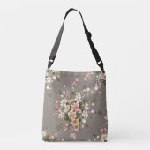 Sac Ajustable Crème, fleurs roses sur gris. (Dos)