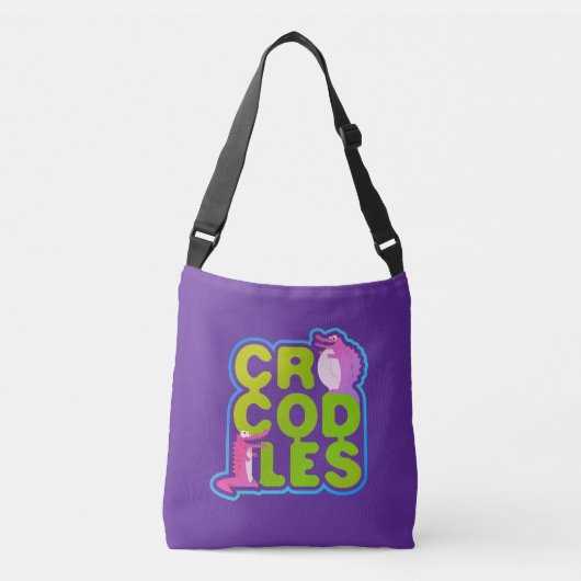 Sac Ajustable Crocodiles avec deux crocs heureux - lettres verte (Devant)