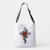 Sac Ajustable Croix d'argent avec une rose rouge (Dos)