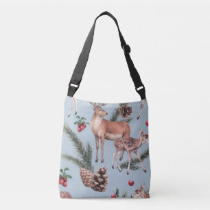 Sac Ajustable Croquis animal d'hiver, arrière - plan bleu.