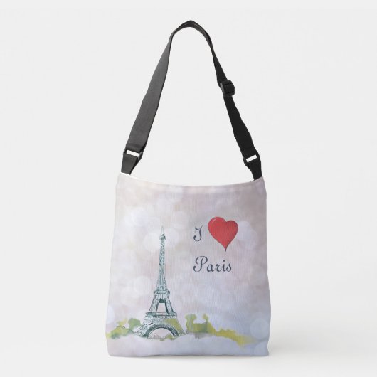 Sac Ajustable Croquis Tour Eiffel sur étincelle rose |I Heart Pa (Devant)