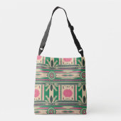 Sac Ajustable Cross Body in Green/Pink Native American Patterns (Dos)