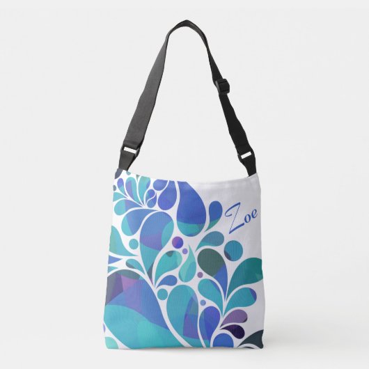Sac Ajustable Cute Artsy Aqua Blue, Motif d'aquarelle violet (Devant)