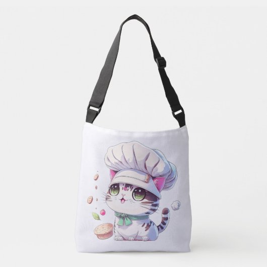 Sac Ajustable Cute boulangère Chef Chat Kitten avec pain | (Devant)