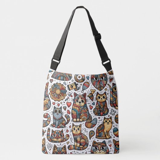 Sac Ajustable Cute Cats Doodé Cross Body Bag (Devant)