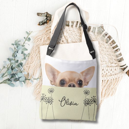 Sac Ajustable Cute Chihuahua Dandelion Personalized Crossbody