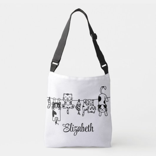 Sac Ajustable Cute Hanging Kittens Nom personnalisé (Devant)