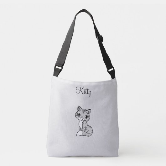 Sac Ajustable Cute kitty chat sur gris clair (Devant)