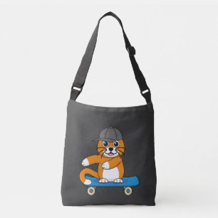 Sac Ajustable Cute Orange Chat sur Skateboard Cartoon