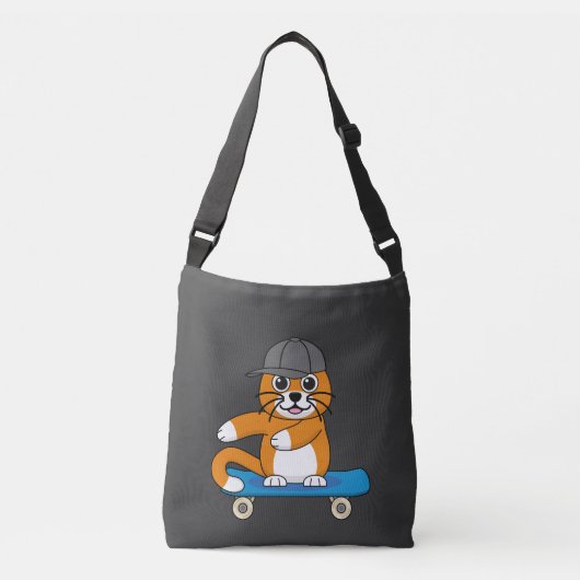 Sac Ajustable Cute Orange Chat sur Skateboard Cartoon (Devant)