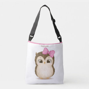 Sac Ajustable Cute Owl Rose Bow Girl Aquarelle Nom