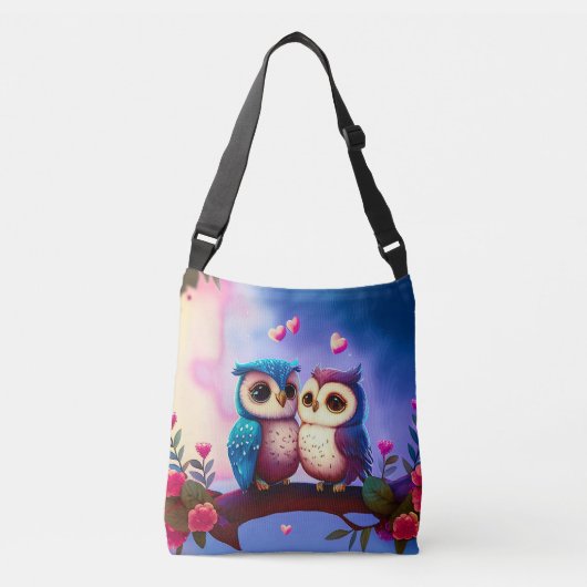 Sac Ajustable Cute Owls Hearts Valentine Inspiré d'oeuvres d'art (Devant)