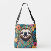 Sac Ajustable Cute sloth surrounded by flowers (Dos)