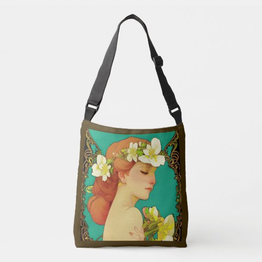 Sac Ajustable Dame celtique avec des fleurs dans ses cheveux (Devant)