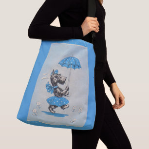 Sac Ajustable Dame de chien écossaise portant un parapluie