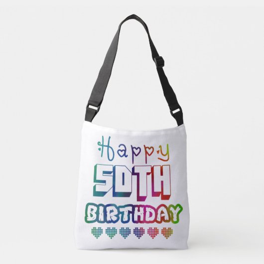Sac Ajustable dégradé coloré Joyeux 50e anniversaire (Devant)